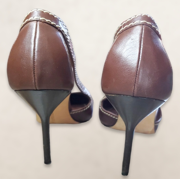 Manolo Blahnik Tifo Canvas-Toe Pump, Chocolate Size 40 - Picture 5 of 8